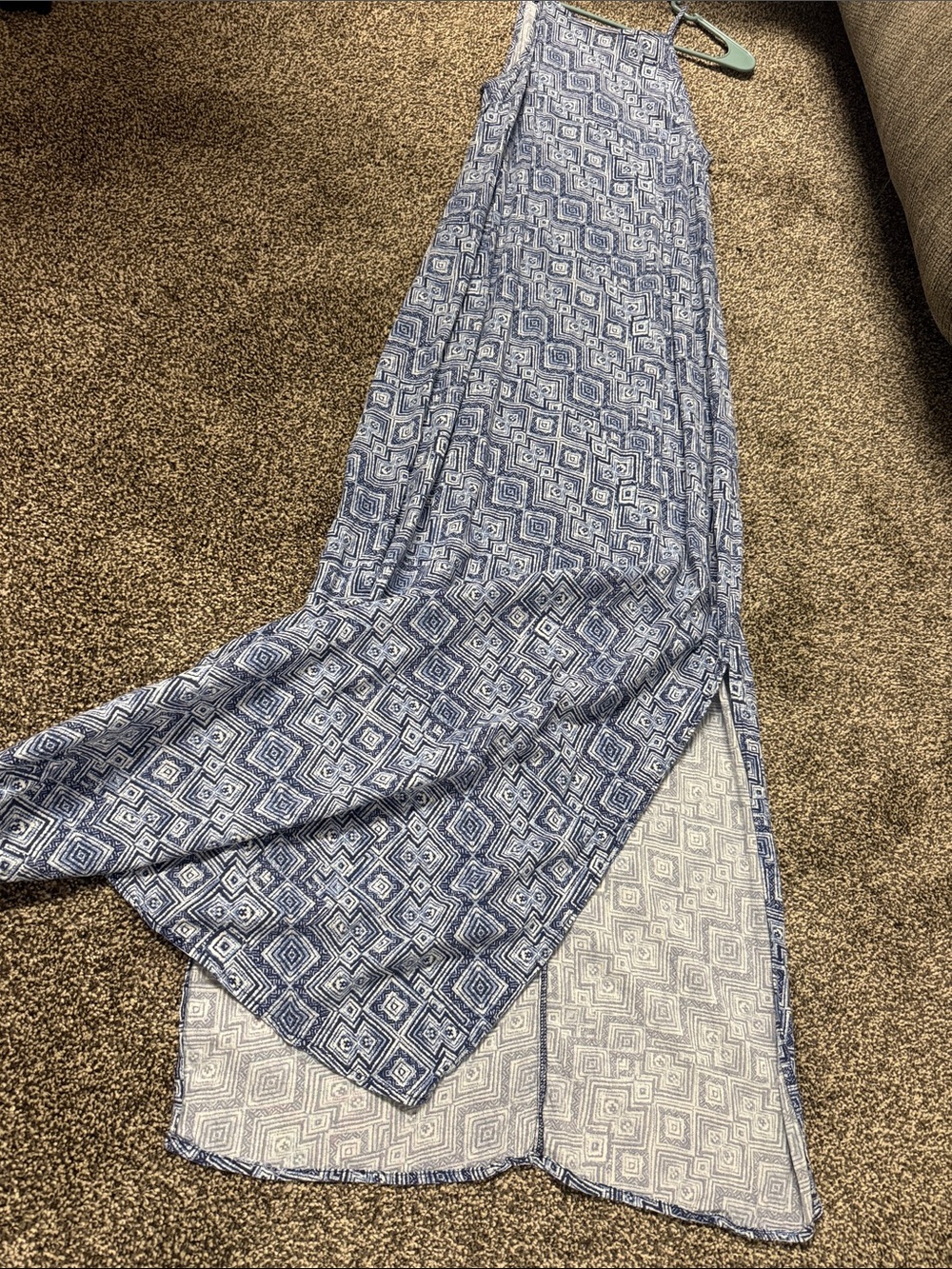 Faded Glory Blue Geometric Print Spaghetti-Strap Maxi Dress - Picture 4 of 7